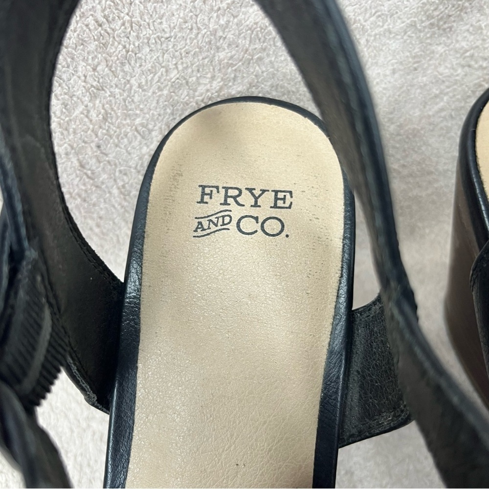 Frye & Co Gaia Slingback Heels Sandals Women’s 11 Black Faux Leather Casual Fall - Picture 8 of 11